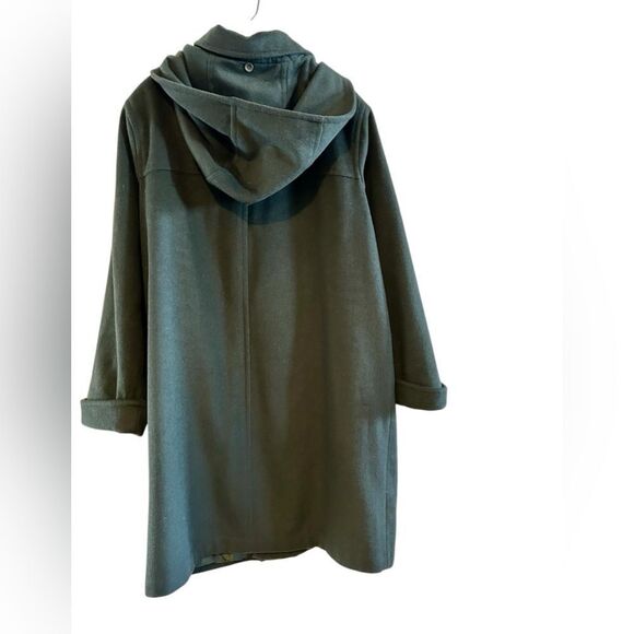 Jessica London Classic Wool Kelly Green Hooded Toggle Overcoat 16 - Picture 2 of 13